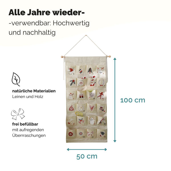 Bio-Adventskalender XXL aus Leinen