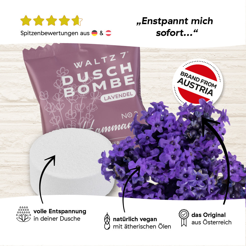 Entspannungs-Box mit 16 Duschbomben Lavendel