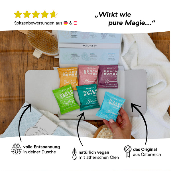 Duschwellness Probierset mit 6 Duschbomben