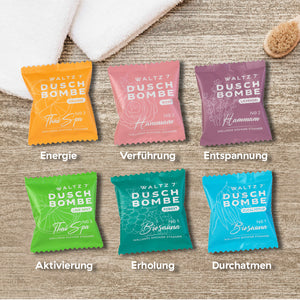Duschwellness Probierset mit 6 Duschbomben