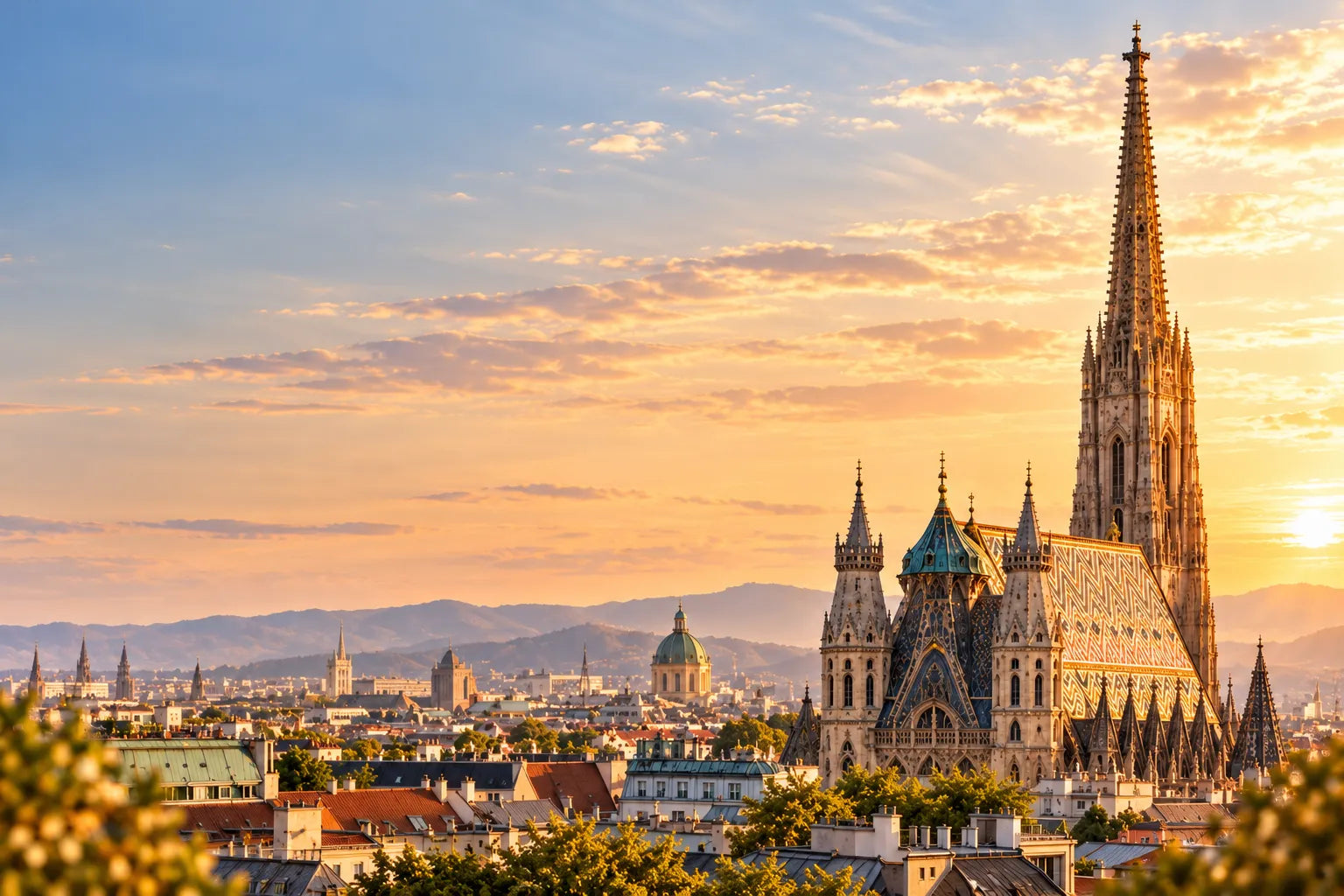 Wien mit Stephansdom in der goldenen Abendsonne – Heimat von WALTZ 7